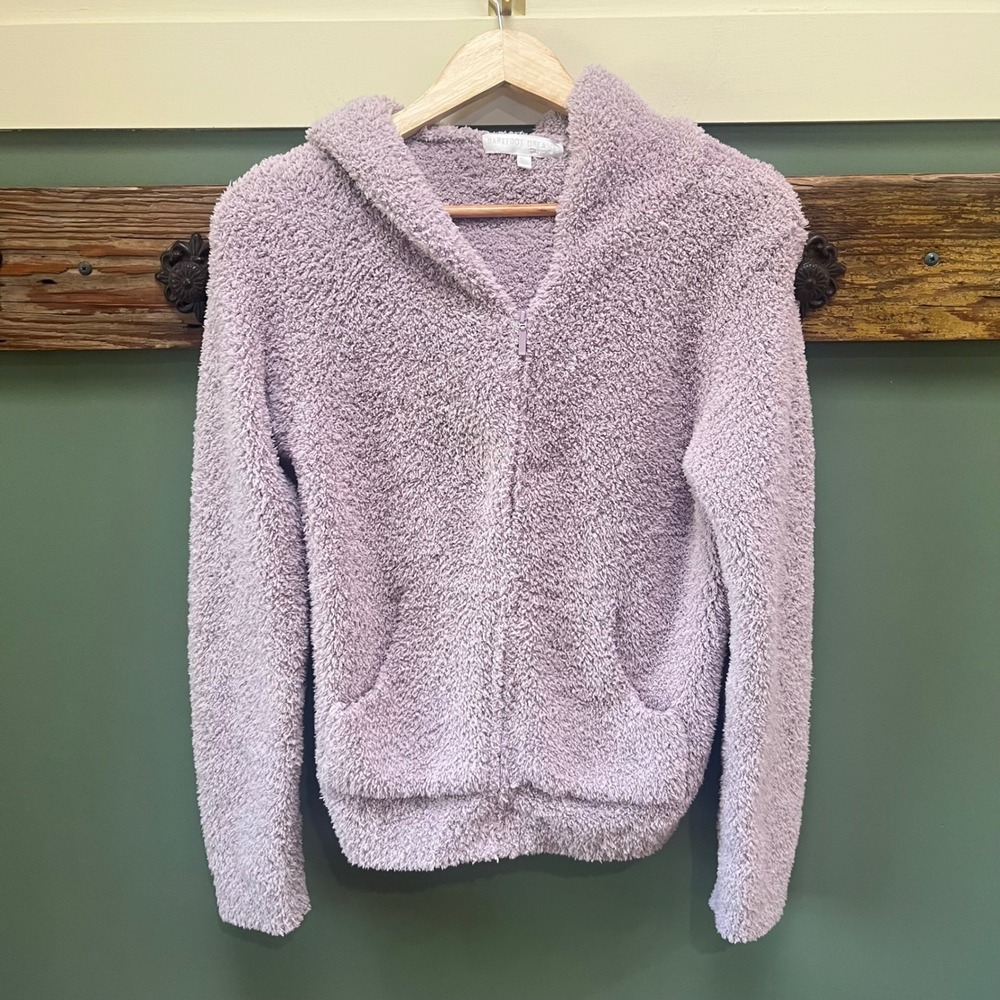 Barefoot Dreams CozyChic Full Zip Hoodie Lavender Purple Style 515 Large